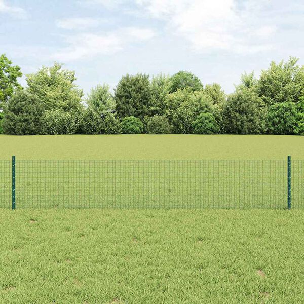 vidaXL Hek met Paal Groen 0,4 x 50 m Staal en PVC