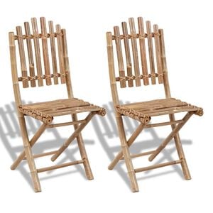 vidaXL Opklapbare stoelen van bamboe (2 stuks)