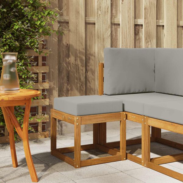 vidaXL Stoelbank met kussen Natuurlijk en Lichtgrijs 43 x 43 x 37 cm