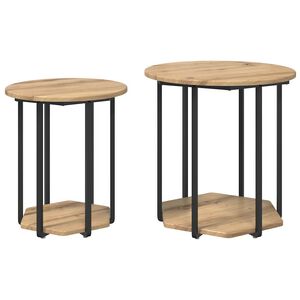 vidaXL Bijzettafelset 2 st Bruin 50 x 50 x 50,5 cm