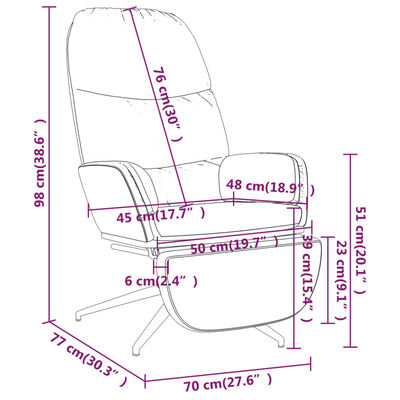 vidaXL Relaxstoel met voetensteun kunstleer glanzend bruin