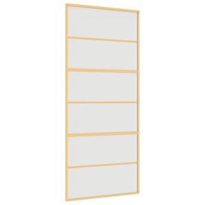 vidaXL Schuifdeur 90x205 cm mat ESG-glas en aluminium goudkleurig