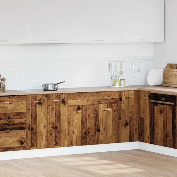 vidaXL Onderkast met lade Lyon 80x46x81,5 cm bewerkt hout oud houtkleurig