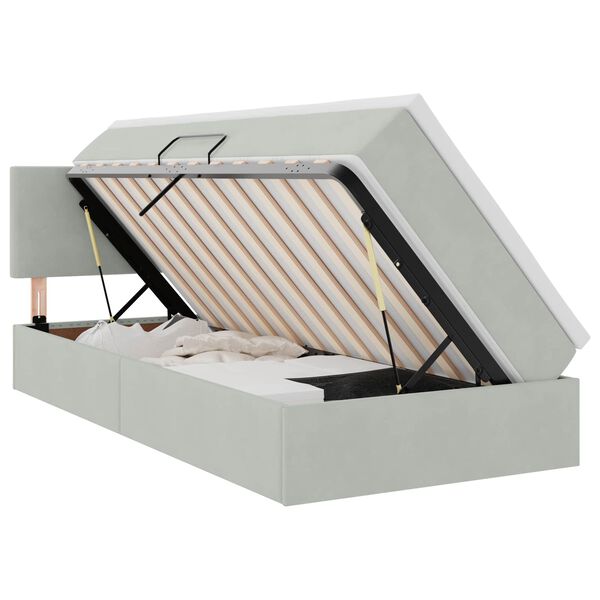 vidaXL Opbergbed met LED met matras Lichtgrijs 100 x 200 cm Fluweel