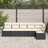 vidaXL Tuinbankenset met kussen 6 pcs Zwart en Wit poly rattan