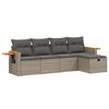 vidaXL 5-delige Loungeset met kussens poly rattan grijs
