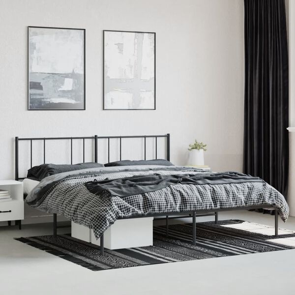 vidaXL Bedframe met hoofdbord metaal zwart 200x200 cm