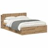 vidaXL Bedframe met opslag Artisanaal eiken 135 x 190 cm Bewerkt hout