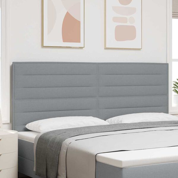 vidaXL LED Hoofdbord met LED-striplichten Lichtgrijs 200 cm Polyester