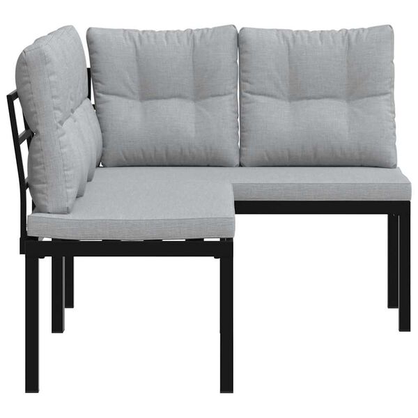 vidaXL Tuinbanken met kussens 2 st gepoedercoat staal zwart