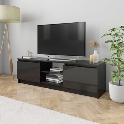 vidaXL Tv-meubel 120x30x35,5 cm spaanplaat hoogglans zwart
