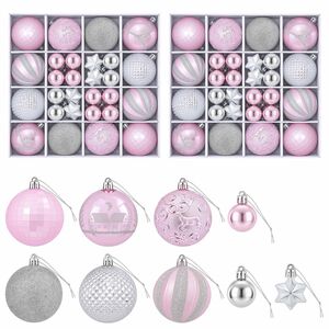 vidaXL Kerstballen set 88 st roze en zilver &Oslash; 6 cm Kunststof