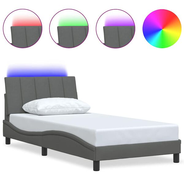 vidaXL Bedframe zonder matras "Hanko" 100x200 cm stof donkergrijs