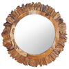 vidaXL Wandspiegel rond 60 cm teakhout