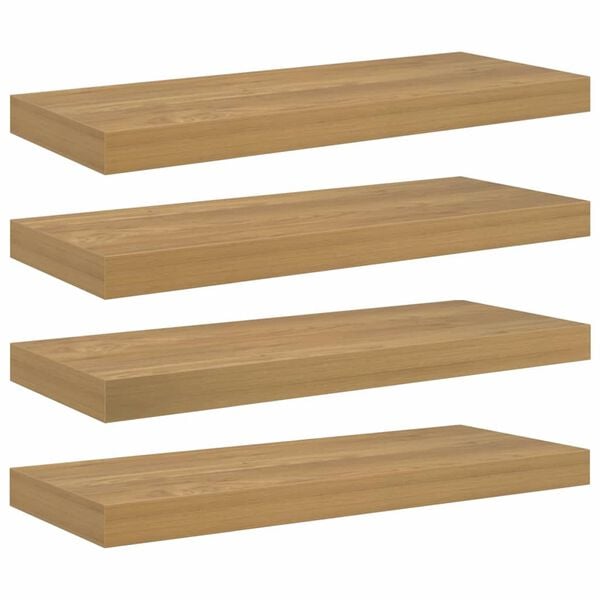 vidaXL Wandplank met opslag 4 pcs Bruin 50 x 23 x 4 cm Bewerkt hout