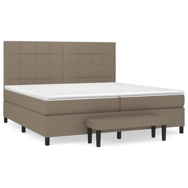 vidaXL Boxspring met matras stof taupe 200x200 cm