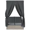 vidaXL Ligbed tweepersoons met dak en gordijn poly rattan lichtgrijs