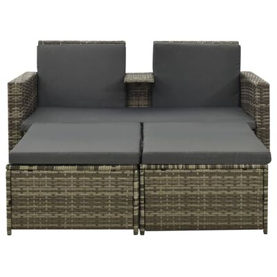 vidaXL 3-delige Loungeset met kussens poly rattan grijs