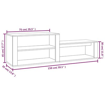 vidaXL Schoenenkast 150x35x45 cm bewerkt hout grijs sonoma