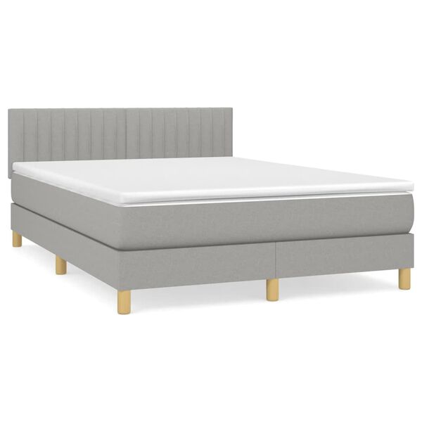 vidaXL Boxspring met matras stof lichtgrijs 140x190 cm