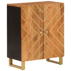 vidaXL Dressoir 60x33,5x75 cm massief mangohout bruin en zwart