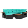 vidaXL 7-delige Loungeset met kussens poly rattan zwart