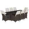 vidaXL 9-delige Bistroset met kussens poly rattan bruin
