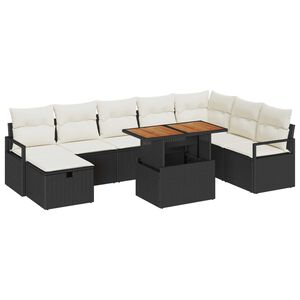 vidaXL Tuin Sofa Set 9 pcs Zwart poly rattan