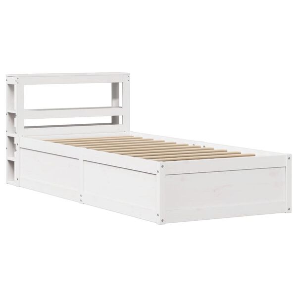 vidaXL Bedframe met hoofdbord massief grenenhout wit 90x200 cm