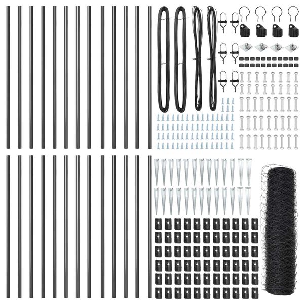 vidaXL Afrasteringspaal Grijs 50 x 1 m (36 mm gaas) Staal en PVC