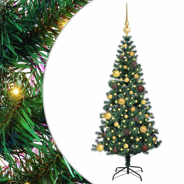 vidaXL Kunstmatig Voorverlicht Kerstboom Groen 150 cm PVC en Metaal