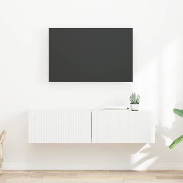 vidaXL TV Wandkast 2 pcs Wit 60 x 31 x 29.5 cm Bewerkt hout