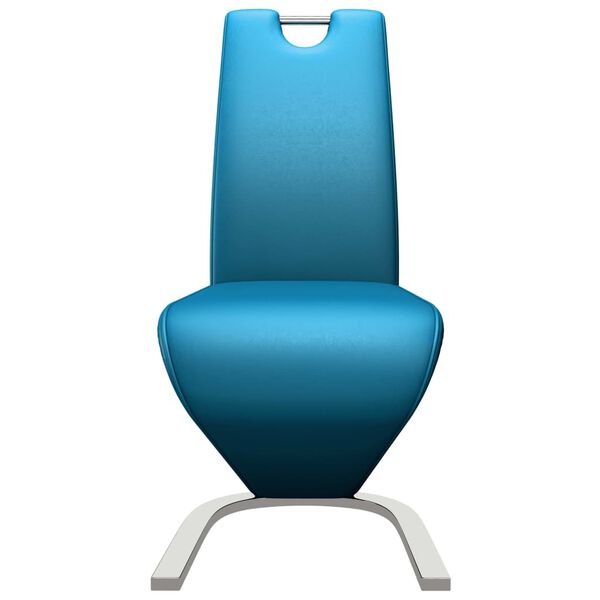vidaXL Eetkamerstoelen met zigzag-vorm 2 st kunstleer blauw