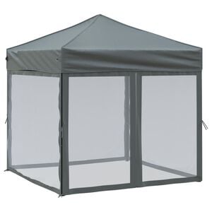 vidaXL Partytent inklapbaar met zijwanden 2x2 m antracietkleurig