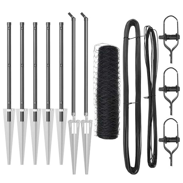 vidaXL Afrasteringspaal Grijs 10 x 0,8 m (50 mm gaas) Staal en PVC