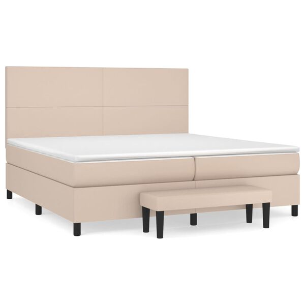 vidaXL Boxspring met matras kunstleer cappuccinokleurig 200x200 cm