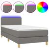 vidaXL Boxspring met matras en LED stof donkergrijs 100x200 cm