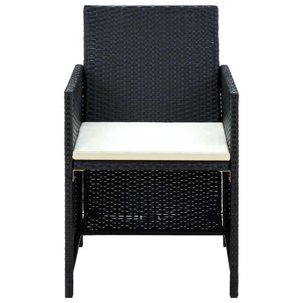 vidaXL 4-delige Loungeset met kussens poly rattan zwart