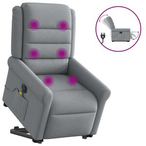 vidaXL Sta-op-massagestoel elektrisch verstelbaar stof lichtgrijs