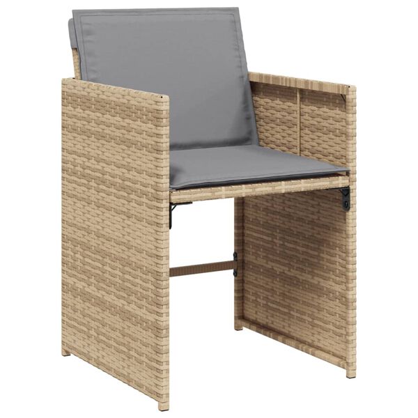 vidaXL 9-delige Tuinset met kussens poly rattan gemengd beige