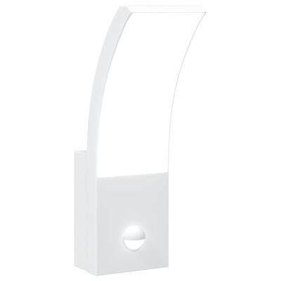 vidaXL Buitenwandlamp LED met sensors gegoten aluminium wit