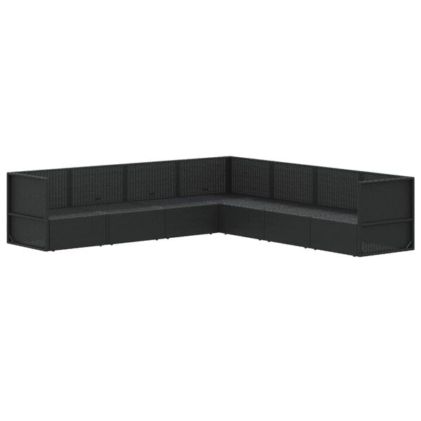 vidaXL 7-delige Loungeset met kussens poly rattan zwart