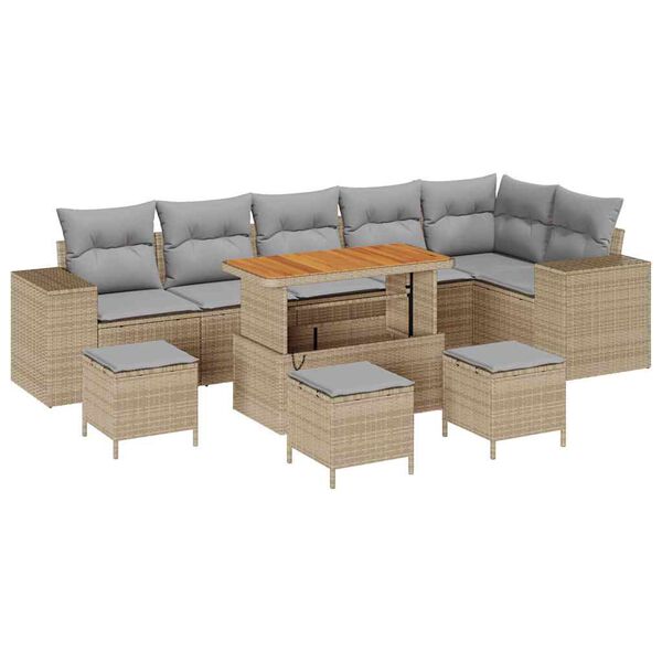 vidaXL Tuin Sofa Set 10 pcs Beige en Licht Grijs poly rattan