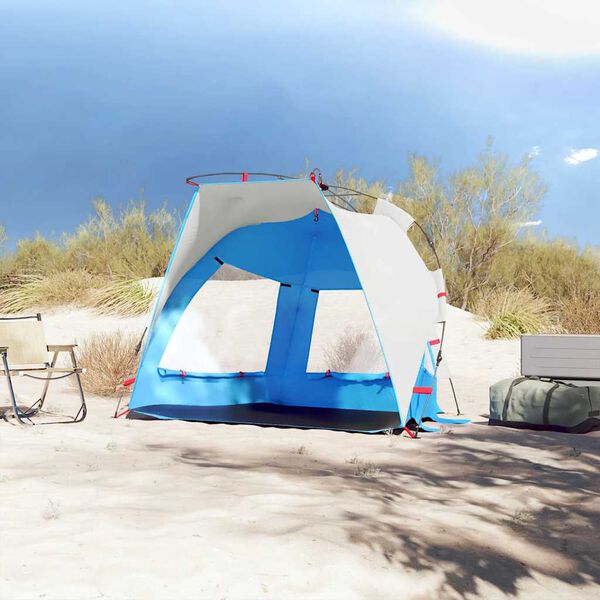 vidaXL Strandtent 2-persoons waterdicht snelontgrendeling azuurblauw