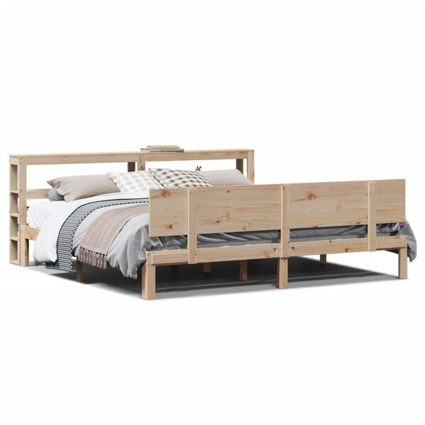 vidaXL Bedframe met hoofdbord massief grenenhout 200x200 cm