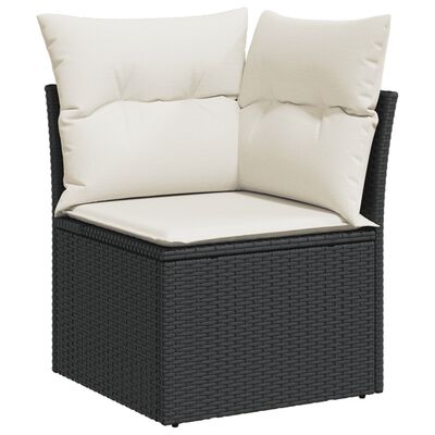 vidaXL 4-delige Loungeset met kussens poly rattan zwart