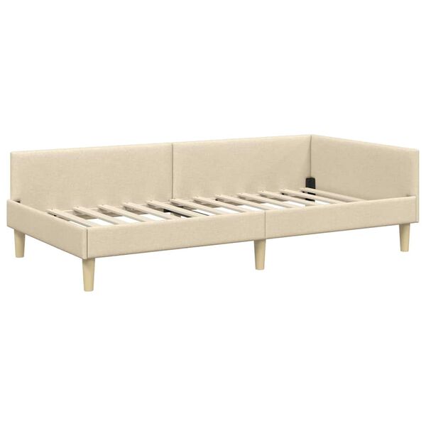 vidaXL Hoekbedframe met hoofdeinde Crème 90 x 190 cm Stof