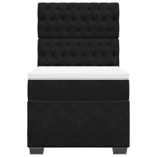 vidaXL Boxspring met matras fluweel zwart 90x190 cm