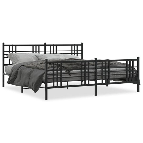 vidaXL Bedframe met hoofd- en voeteneinde metaal zwart 183x213 cm
