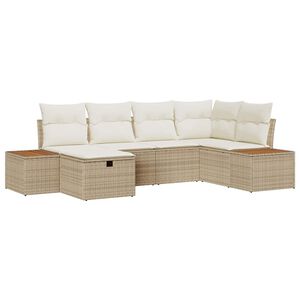 vidaXL Tuin Sofa Set met kussen 6 pcs Beige Poly riet